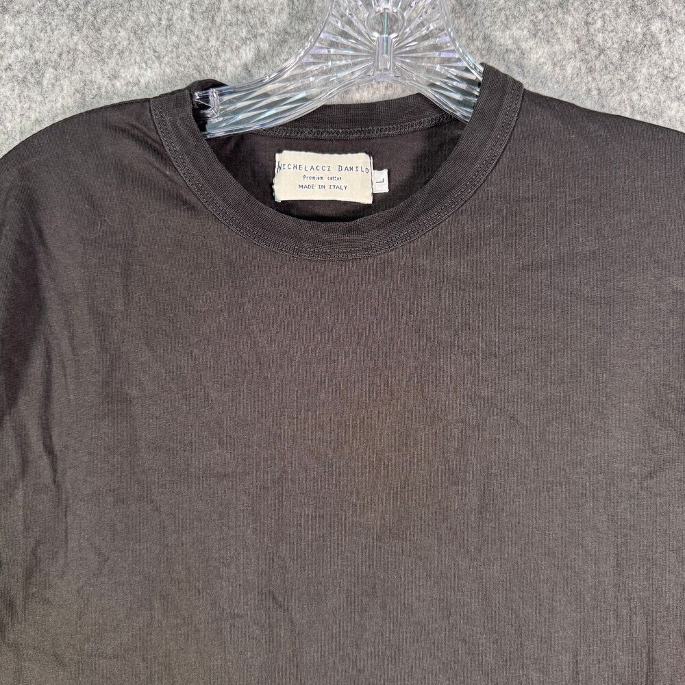 Michelacci Danilo Shirt Mens Large Black Premium Cotton Crew Neck Italian